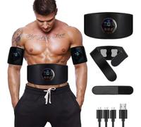HUFACAI Electrostimulateur Musculaire, Ceinture Abdominale EMS Appareil Pas Besoin de Feuilles de Gel USB Charge Femme Homme Entraînement pour Abdomen/Bras/Jambes Ajout de Ceinture d'extension