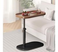 HUFACAI Table de canapé latérale, table basse réglable en hauteur, bord surélevé C, table pivotante en forme de C 360°, petite table basse C, finale pour canapé/lit/baignoire (noyer)