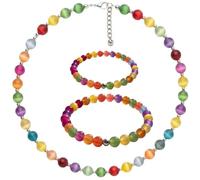 HUFENYU Collier Dopamine Collier Ras Du Cou En Perles Arc-en-ciel Dopamine Collier De Perles Colorées Réactives Aux UV Lumière Du Soleil Changement De Couleur(Necklace Bracelet Anklet Set)