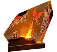 HUFENYU Epoxy Fire Dragon Résine Lampe 3D Fire Dragon Résine Lampe Faite À La Main Résine Veilleuse Maison Chambre Décor Fantaisie Enthousiaste Objets De Collection(Red Light,20.5 * 21cm)