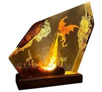 HUFENYU Epoxy Fire Dragon Résine Lampe 3D Fire Dragon Résine Lampe Faite À La Main Résine Veilleuse Maison Chambre Décor Fantaisie Enthousiaste Objets De Collection(Warm Light,17.5 * 18.5cm)