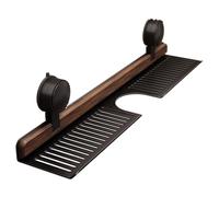 HUFENYU Étagère De Salle De Bain À Ventouse en Noyer Étagère De Lavabo Murale en Noyer Au-Dessus du Robinet Étagère De Rangement Murale sans Perçage Étagère De Rangement(Black,19.69in)