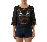 HUFENYU Garniture À Franges Uni for Femmes Découpée Couverture Transparente Garniture À Franges Boho Couverture Transparente(Black)