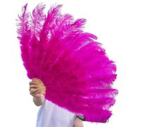 HUFENYU Grand Éventail en Plumes D'autruche 13Bones, Accessoire De Scène Et De Carnaval(Style 4,130cm)