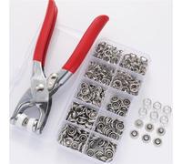 HUFENYU Kit De Couture avec 100 Boutons Métalliques, Pince Manuelle Incluse, Kit De Boutons-Pression De 9,5 Mm for La Confection De Vêtements Et Autres Loisirs Créatifs(100pcs Silver)