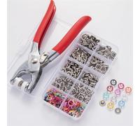 HUFENYU Kit De Couture avec 100 Boutons Métalliques, Pince Manuelle Incluse, Kit De Boutons-Pression De 9,5 Mm for La Confection De Vêtements Et Autres Loisirs Créatifs(200pcs Color)