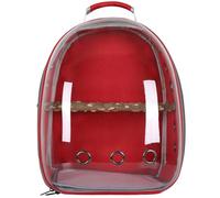 HUFENYU Sac À Dos Transparent for Perroquet, Cage De Transport for Oiseaux avec Perchoir en Bois Et Bâtonnet(Red)