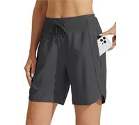 HUFENYU Short D'athlétisme À Entrejambe Active 7 for Femmes, Long, avec Ceinture Haute, Respirant, Rapide(Grey,3XL)