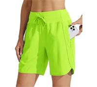 HUFENYU Short D'athlétisme À Entrejambe Active 7 for Femmes, Long, avec Ceinture Haute, Respirant, Rapide(Light Green,XX-Large)