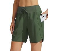 HUFENYU Short D'athlétisme À Entrejambe Active 7 for Femmes, Long, avec Ceinture Haute, Respirant, Rapide(Green,M)