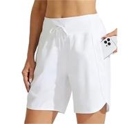 HUFENYU Short D'athlétisme À Entrejambe Active 7 for Femmes, Long, avec Ceinture Haute, Respirant, Rapide(White,XS)