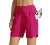 HUFENYU Short D'athlétisme À Entrejambe Active 7 for Femmes, Long, avec Ceinture Haute, Respirant, Rapide(Red,XS)