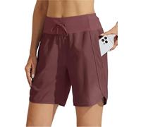 HUFENYU Short D'athlétisme À Entrejambe Active 7 for Femmes, Long, avec Ceinture Haute, Respirant, Rapide(Purple,L)