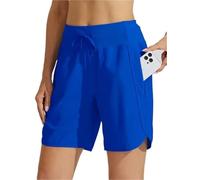 HUFENYU Short D'athlétisme À Entrejambe Active 7 for Femmes, Long, avec Ceinture Haute, Respirant, Rapide(Dark Blue,XL)