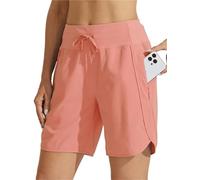 HUFENYU Short D'athlétisme À Entrejambe Active 7 for Femmes, Long, avec Ceinture Haute, Respirant, Rapide(Dark Pink,L)