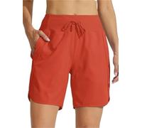 HUFENYU Short D'athlétisme À Entrejambe Active 7 for Femmes, Long, avec Ceinture Haute, Respirant, Rapide(Orange,S)