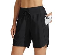 HUFENYU Short D'athlétisme À Entrejambe Active 7 for Femmes, Long, avec Ceinture Haute, Respirant, Rapide(Black,XS)
