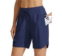 HUFENYU Short D'athlétisme À Entrejambe Active 7 for Femmes, Long, avec Ceinture Haute, Respirant, Rapide(Blue,M)