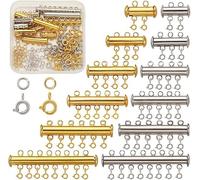 HUFFA 12 Ensembles 6 Tailles fermoirs magnétiques à glissière Colliers Multi-brins fermoirs à glissière connecteurs dorés for Bracelet en Couches Collier Bijoux Fabrication Ensemble de Fournitures