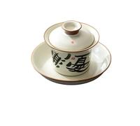 HUFFA Bol couvert de four Beige Ru-bol à thé rétro sabot de cheval trois talents, tasse à thé en céramique portative(Color6)