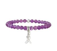 HUFFA Bracelet en améthyste Naturelle et Perles de Cristal Violet, Ajustable, for Femme(Type 24)