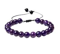 HUFFA Bracelet en améthyste Naturelle et Perles de Cristal Violet, Ajustable, for Femme(Type 8)
