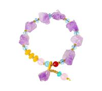 HUFFA Bracelet en Pierre Brute d'améthyste Naturelle, Bijoux en Cristal de feu Violet irrégulier for la guérison et la méditation