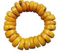 HUFFA Bracelet jonc en Cire d'abeille et Ambre Naturel, orné de Perles - Accessoire de Bijouterie jonc Jaune Fait Main(Light Yellow)