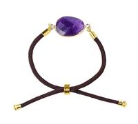 HUFFA Bracelet réglable en Cristal Rose améthyste Naturel avec Bordure irrégulière et Conception de Corde fabriquée à la Main(Amethyst)