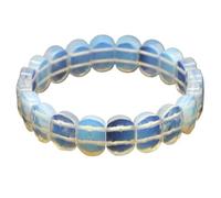 HUFFA Bracelets de Perles carrées en Pierre Naturelle, Bracelet rectangulaire en Cristal de Quartz Fluorite coloré, Bijoux en Pierres précieuses élastiques(Opalite)