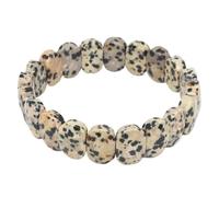 HUFFA Bracelets de Perles carrées en Pierre Naturelle, Bracelet rectangulaire en Cristal de Quartz Fluorite coloré, Bijoux en Pierres précieuses élastiques(Dalmation Jasper)