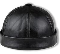 HUFFA Casquette en Cuir for Homme, Bonnet de Marin, Bonnet à Manchette roulée, Bonnet rétro sans Bord en Cuir véritable
