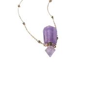 HUFFA Collier d'huiles essentielles de Parfum d'améthyste Naturelle - Pendentif en Cristal for Femme dans Un Flacon Creux en cinabre(Amethystspiritpendulum)