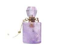 HUFFA Collier d'huiles essentielles de Parfum d'améthyste Naturelle - Pendentif en Cristal for Femme dans Un Flacon Creux en cinabre(AmethystSquare)