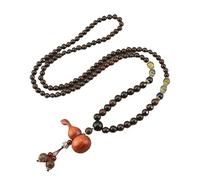HUFFA Collier en ébène Style Ethnique Vintage - Longue chaîne de Pull for Les Amateurs de Mode bohème(Bloodsandalwoodgourd)