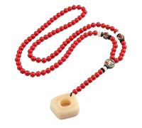 HUFFA Collier Long en chaîne Rouge cinabre for Femme | Pendentif décoratif