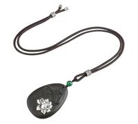 HUFFA Collier Lotus en ébène for Femme - Pendentif en Bois - Longue chaîne de Pull - Accessoire de Style Ethnique rétro
