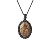 HUFFA Collier Ovale en Cristal Artisanal - Pendentif en Pierre de Quartz Naturelle enroulée Autour d'une Corde for Hommes et Femmes(ColorfulAgates)