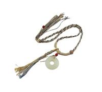 HUFFA Collier Pendentif en Jade de Style Ethnique for Femme | Longue chaîne de Pull au Design rétro Chinois | Ornements avec Boucle de sécurité(Blue)