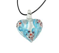 HUFFA Collier Pendentif en Verre de Fleur d'amour Fait à la Main, Bijoux Floraux rétro for Femmes(SkyBlue+purpledot)