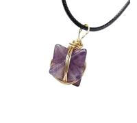 HUFFA Collier Pendentif étoile à Six Branches en Cristal Naturel Merkaba | Bijoux en Pierres précieuses tissées à la Main for la guérison spirituelle(Amethyst)