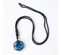 HUFFA Collier pendentif étoile labradorite naturelle-grande pierre de cristal à six pointes avec lueur de clair de lune bleue
