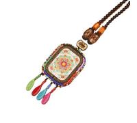 HUFFA Collier rétro de Style Ethnique bohème - Chaîne de Pull avec Pendentif Pompon, Bijoux for Femme(Squarestyle1)