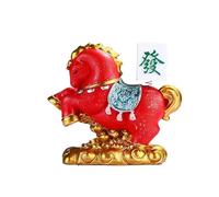 HUFFA Figurine de Cheval à Bascule Porte-Fortune Faite à la Main - Décoration de Bureau de l'année du Cheval for l'attraction de la Richesse(Rouge)