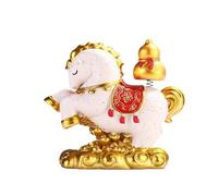 HUFFA Figurine de Cheval à Bascule Porte-Fortune Faite à la Main - Décoration de Bureau de l'année du Cheval for l'attraction de la Richesse(Swingingfuluwhite)