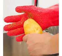 HUFFA Gants de Pommes de Terre épluchés légumes de Cuisine grattage écailles de Poisson Gants de Nettoyage Gants en Silicone antidérapants Accessoires d'outils de Cuisine (Color : Red Right)