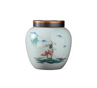 HUFFA Grandes boîtes de thé en céramique, boîte-cadeau double for le stockage du thé noir et vert - Pot Jin Junmei(Tianqinglandscapesing)