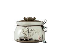 HUFFA Grandes boîtes de thé en céramique, boîte-cadeau double for le stockage du thé noir et vert - Pot Jin Junmei(MeiqingBranchSinglePot)