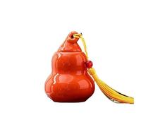 HUFFA Mini pot à thé en céramique - Petit pot de rangement scellé en forme de gourde for le thé, les herbes et les pilules(Smallgourd-orange(45ml))