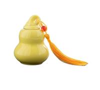 HUFFA Mini pot à thé en céramique - Petit pot de rangement scellé en forme de gourde for le thé, les herbes et les pilules(Minigourd-yellow(25ml))